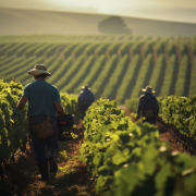 Man harvesting in the vineyards